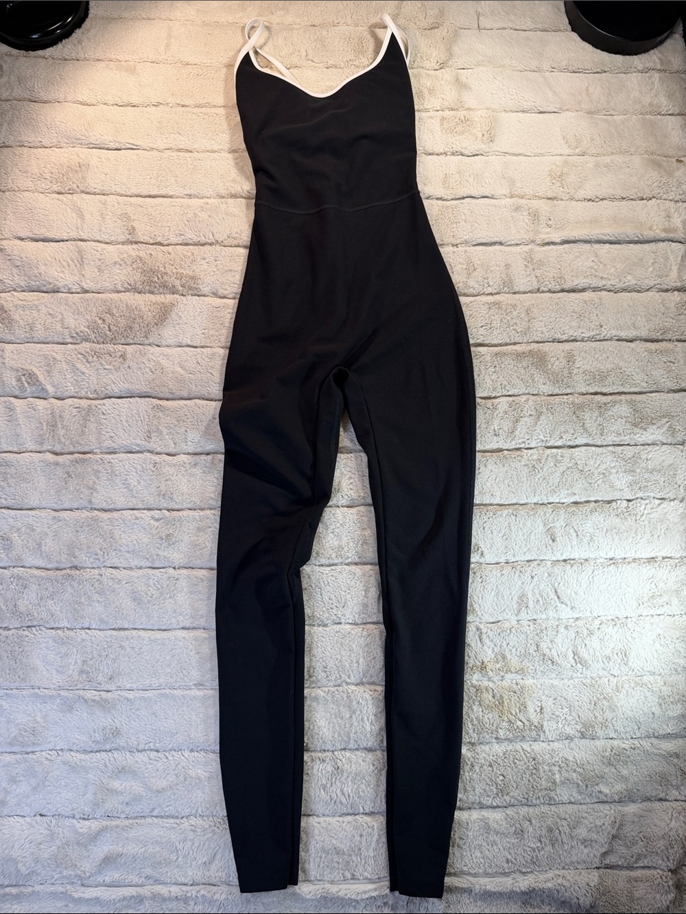 White Fox Active Black Contrast Trim Jumpsuit Catsuit, XXS